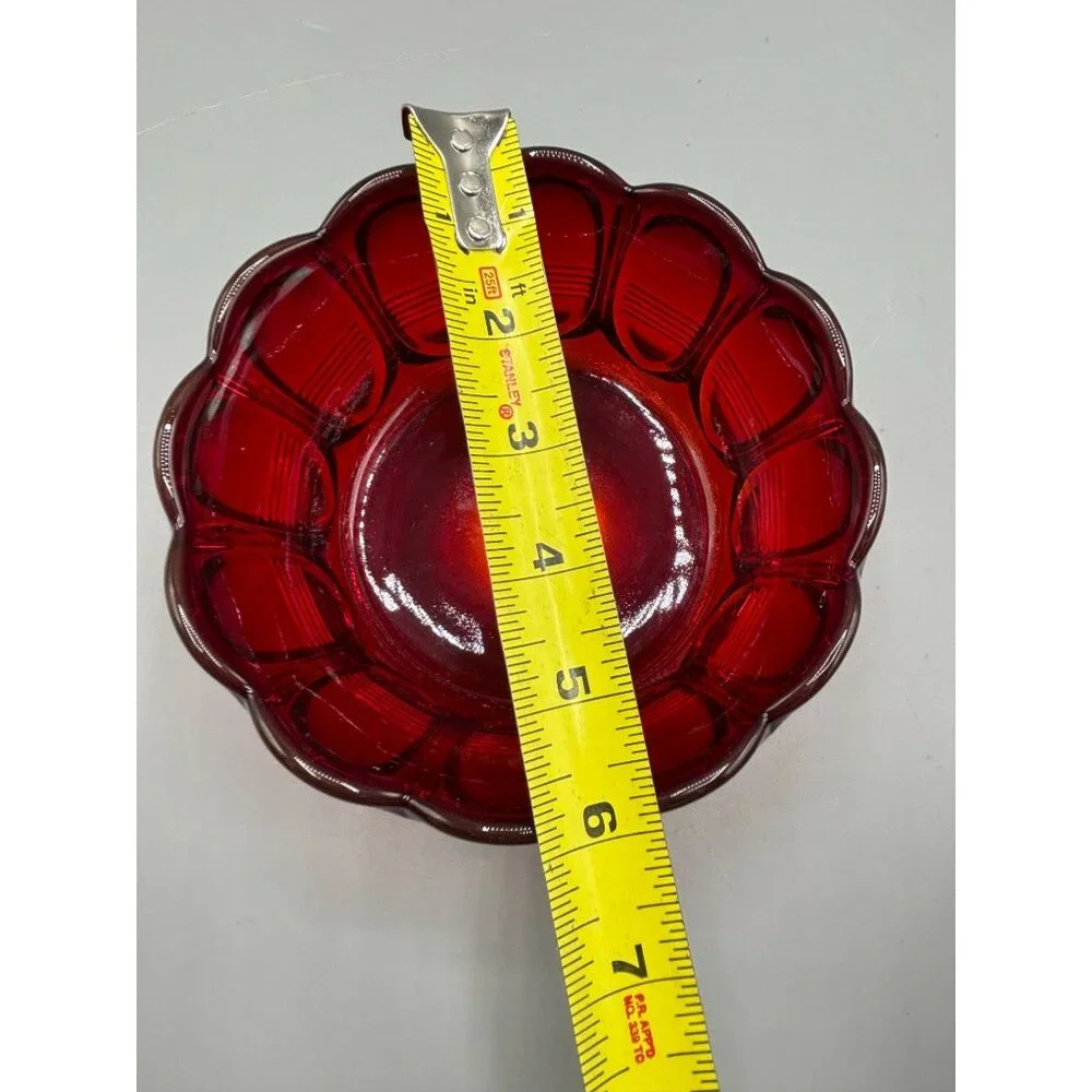Fenton Amberina Glass Scalloped Bowl 6" Red & Orange Vintage Decorative Dish - Picture 6 of 7